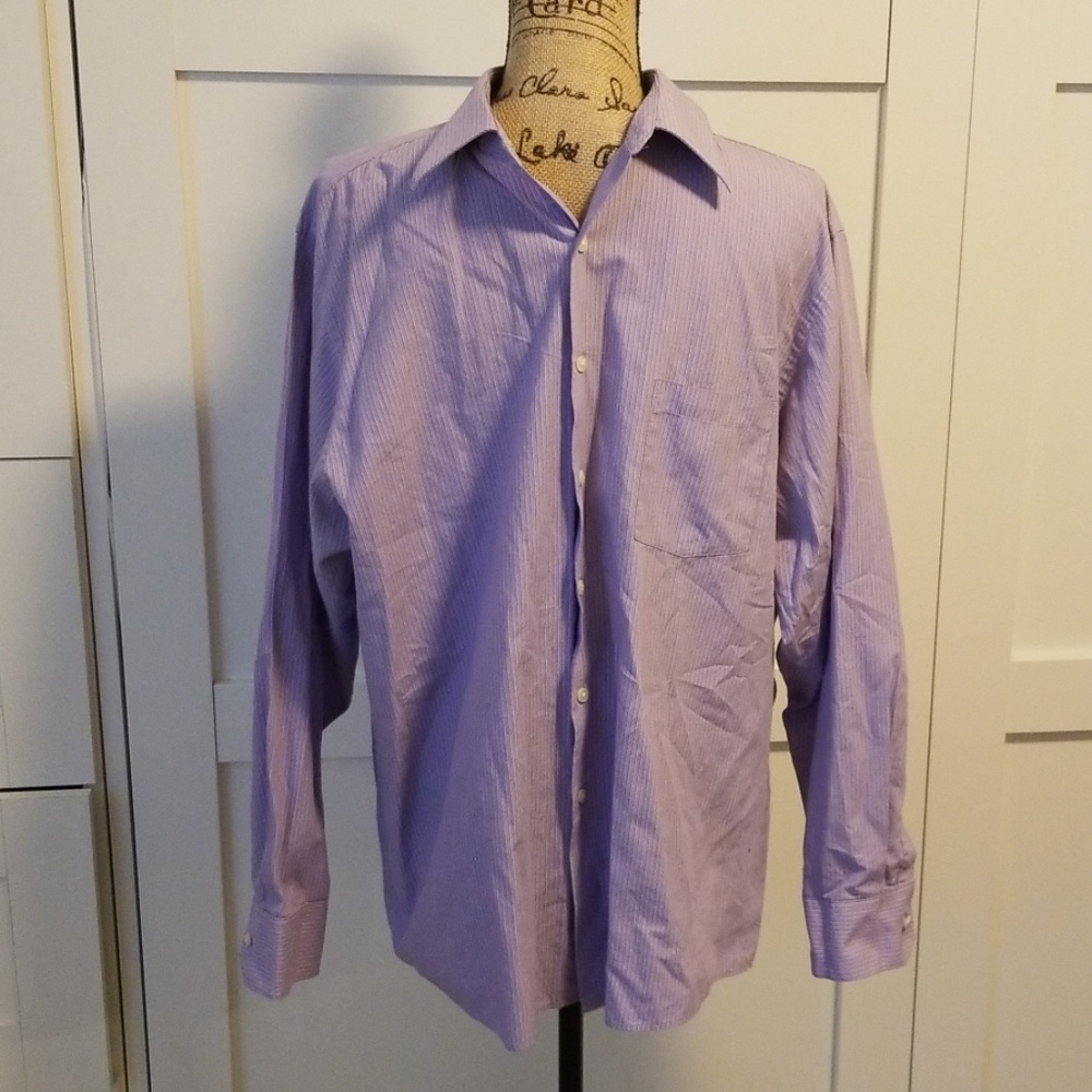 VanHeusen Lilac Men's Button Down Shirt- LARGE